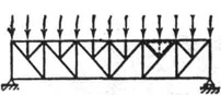 Шпренгельная система (штриховыми линиями показана одна из дополнительных фермочек - шпренгелей)